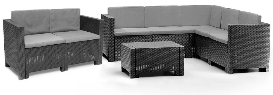 Set de mobilier de grădină de colț City Big cu 7 locuri, grafit