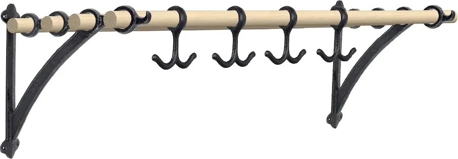Raft decorativ modern din fier și lemn de fag, negru „Evert”