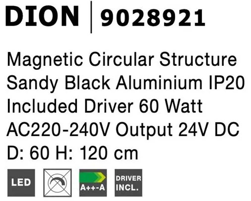 Sistem circular magnetic-decorativ DION D-60cm, negru NVL-9028921
