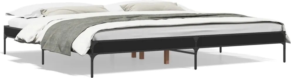 vidaXL Cadru de pat, negru, 200x200 cm, lemn prelucrat și metal