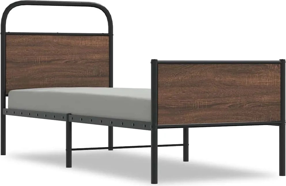 vidaXL Cadru pat fără saltea, stejar maro 75x190 cm lemn prelucrat