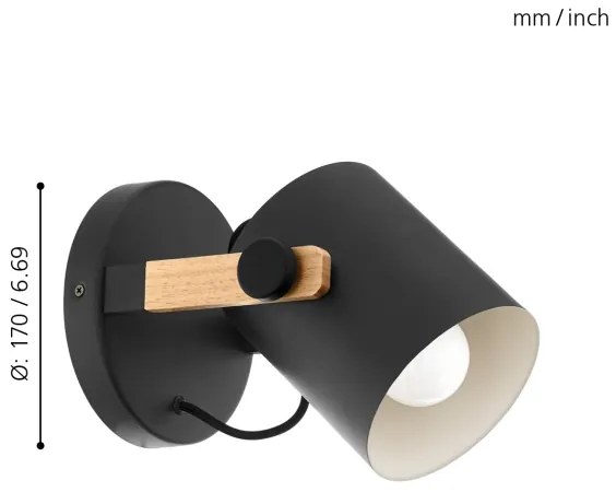 Eglo 43046 - Aplică perete HORNWOOD 1xE27/28W/230V