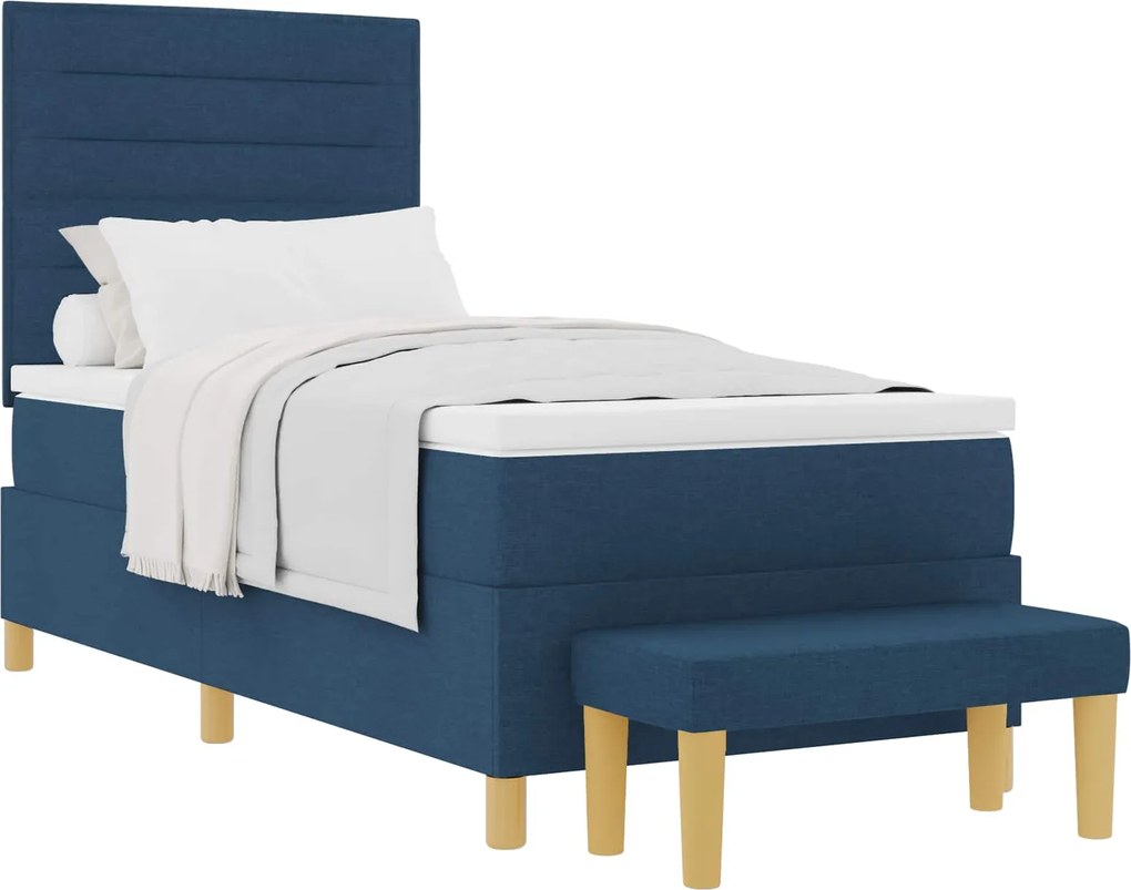 vidaXL Pat cu arcuri cu saltea albastru 100 x 200 cm țesătură