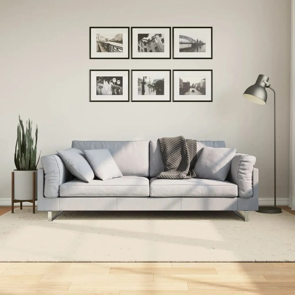 vidaXL Covor ISTAN, cu fire înalte, aspect lucios, crem, 160x230 cm