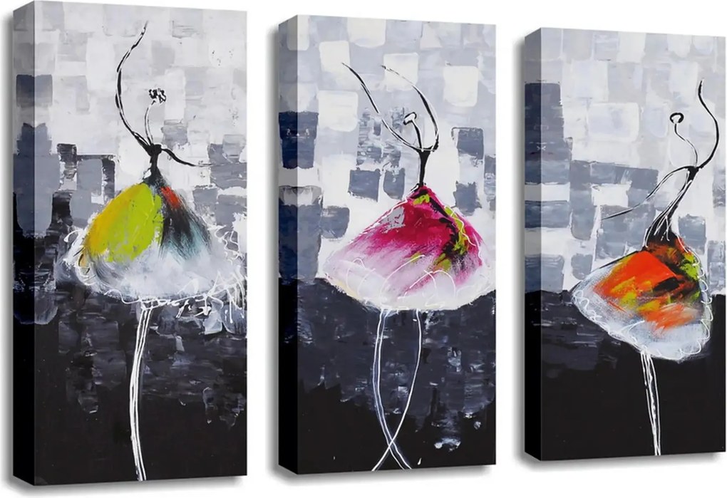 Set 3 tablouri UC033, multicolor, panza, 20x45 cm