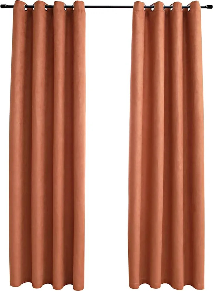 vidaXL Draperii opace cu inele metalice, 2 buc, ruginiu, 140x245 cm