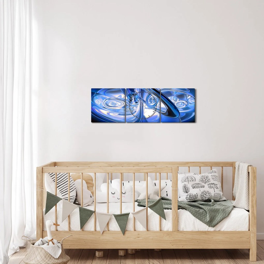Tabloul abstract albastru (cu ceas) (90x30 cm)