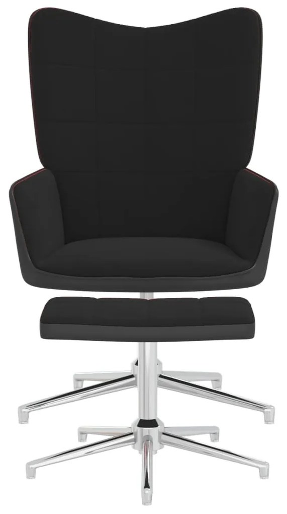 327870 vidaXL Scaun de relaxare cu taburet, negru, catifea și PVC