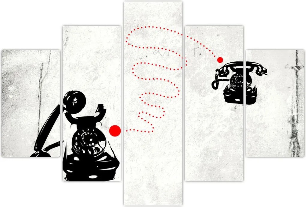 Tablou - Desen de telefon în stilul lui Banksy (150x105 cm)