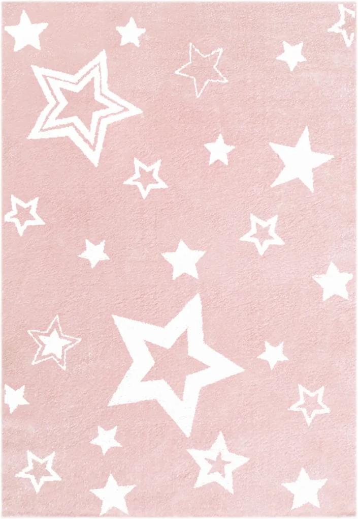Covoras pentru copii - roz / alb STARLIGHT 160x230 cm