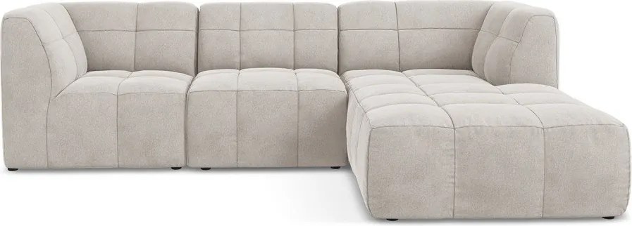 Colțar bej cu tapițerie din catifea (cu colț pe partea dreaptă/cu șezlong) Aloha – Makamii