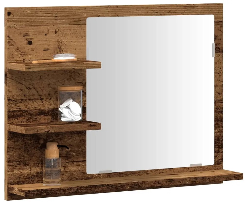 vidaXL Dulap cu oglindă de baie, lemn vechi, 60x10,5x45 cm