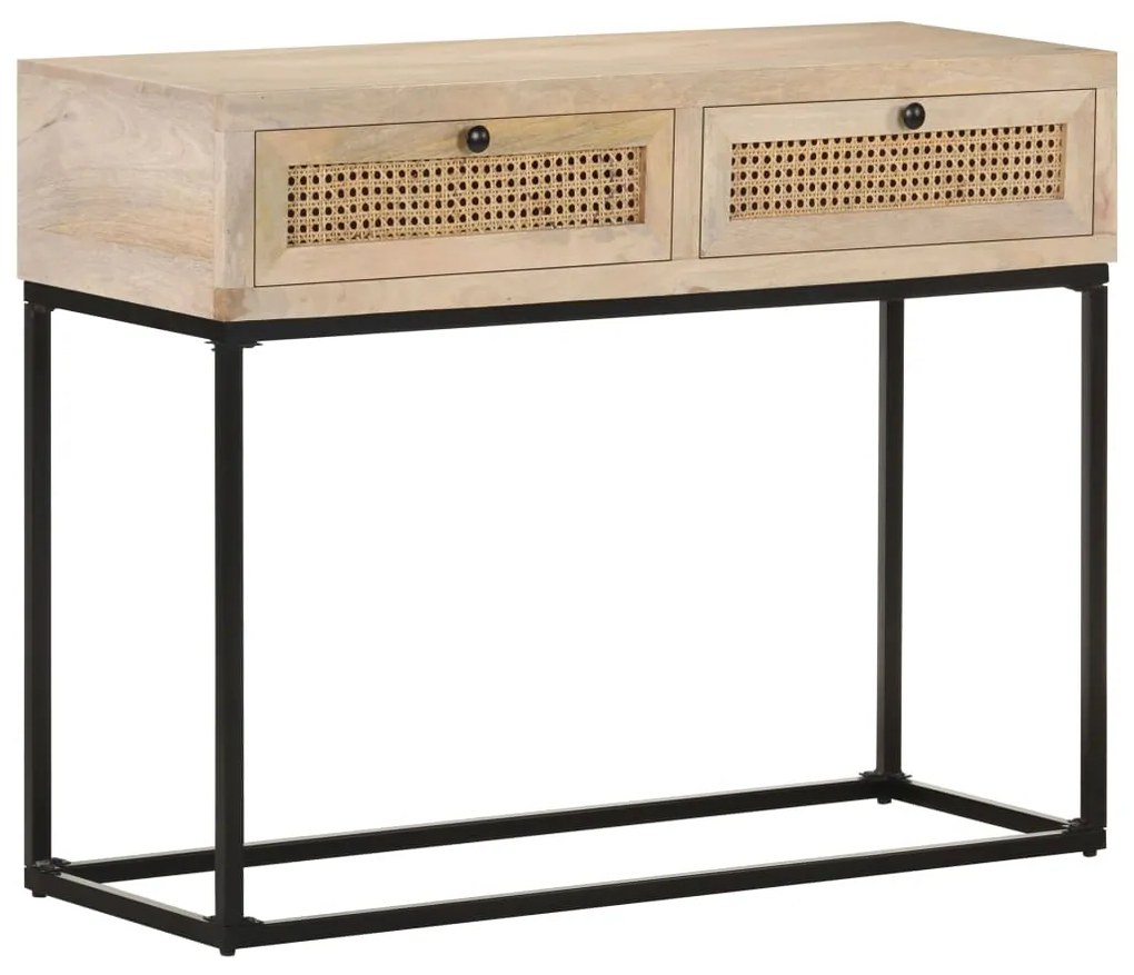 vidaXL Masă consolă, 100x35x76 cm, lemn masiv mango/trestie naturală