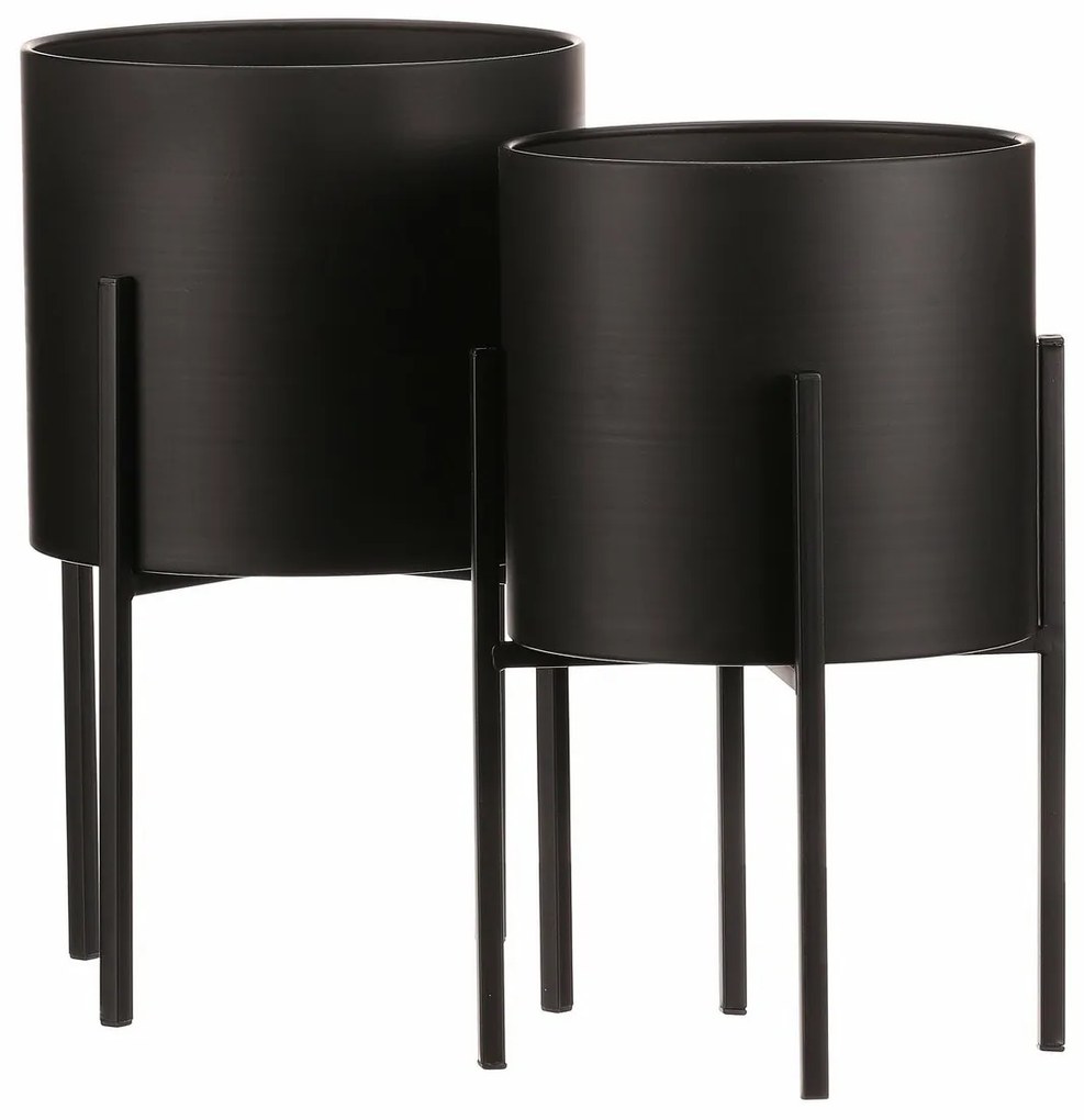 Set suporturi din metal pentru flori Interier, negru, 2 buc.