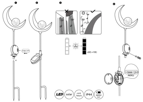 Corp de iluminat LED solar SOLAR LED/0,02W/3V 600mAh IP44 bronz Globo 33466