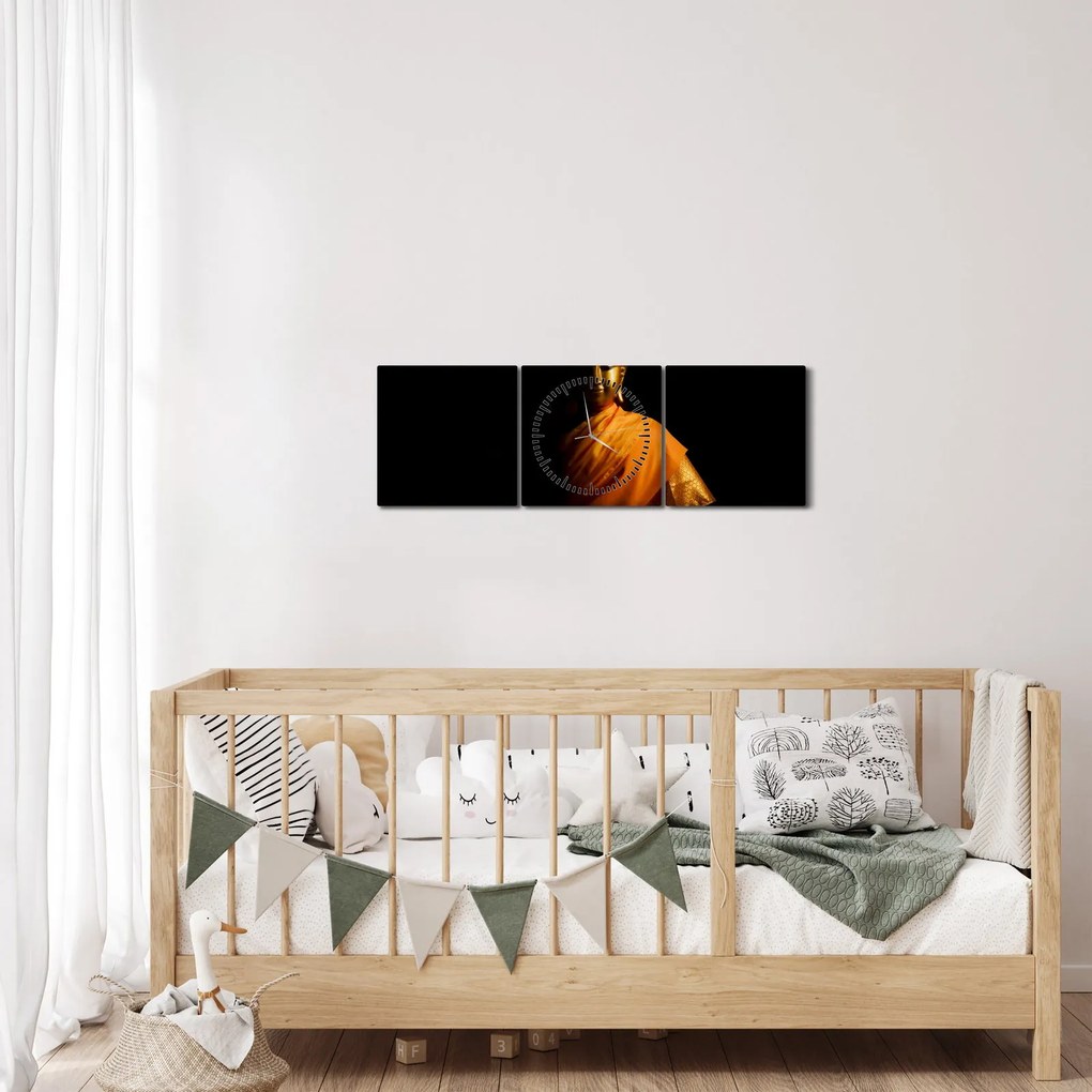 Tablou - Statuia lui Buddha de aur (cu ceas) (90x30 cm)