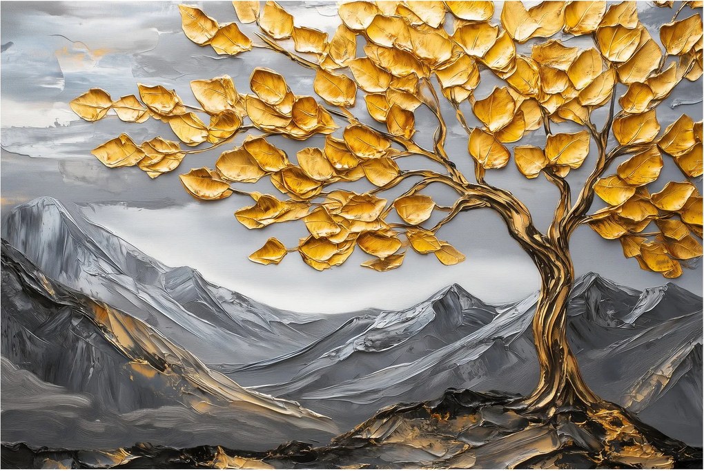 Tablou – Arbore cu frunze aurii (90x60 cm)