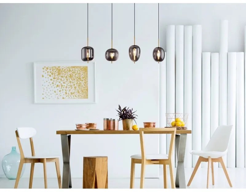Lustra cu 4 pendule design modern Blacky I negru mat, alama