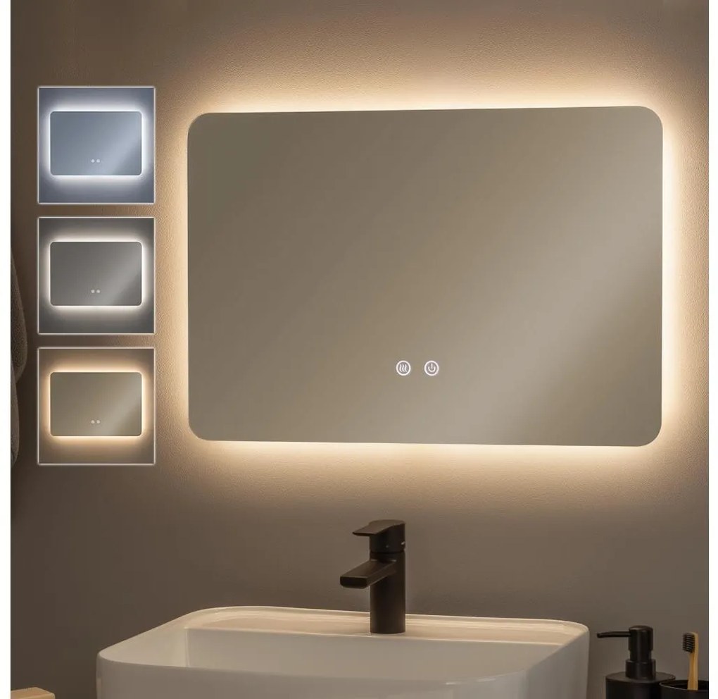 Brilagi - Oglindă pentru baie DIANA, LED reglabilă, cu iluminare integrată și încălzire anti-aburire, 13 W, 230 V, 40 x 60 cm, IP44