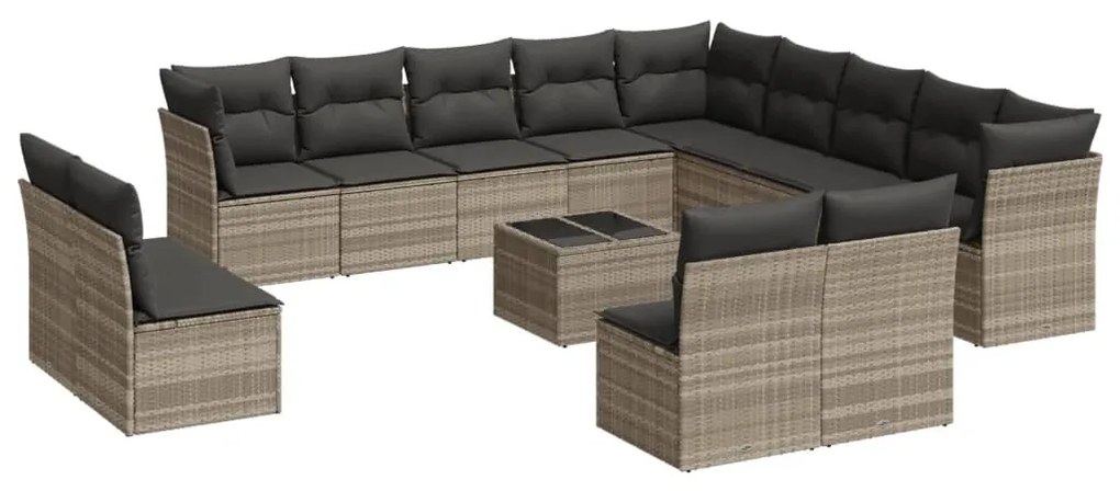 3218502 vidaXL Set mobilier de grădină cu perne,14 piesegri deschis, poliratan