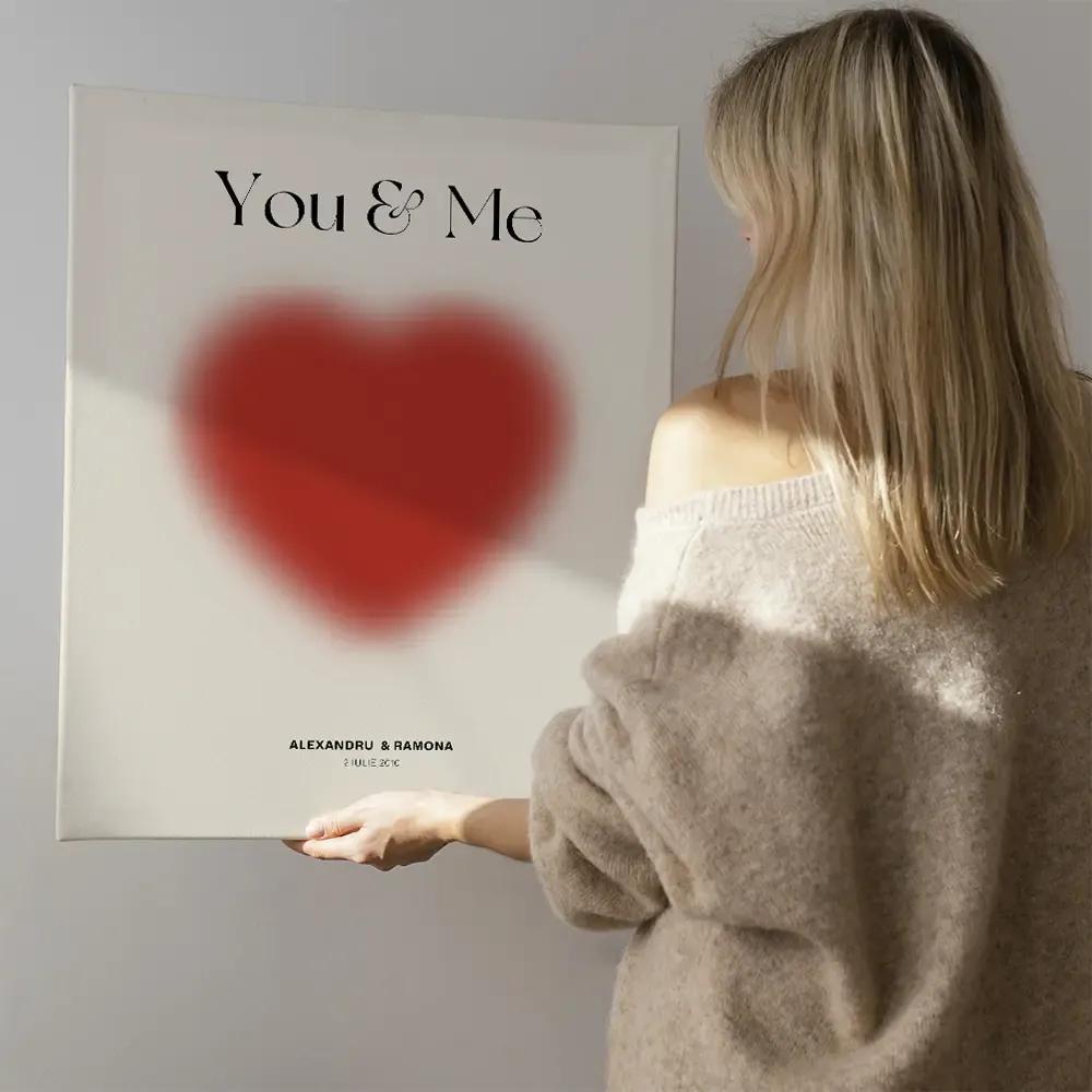 Tablou cu Inimă Roșie pentru Îndrăgostiți - You &amp; Me