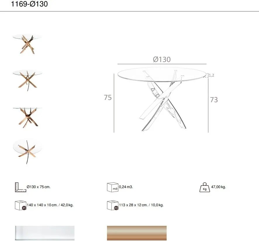 Masa rotunda design modern Veola auriu roze 130cm