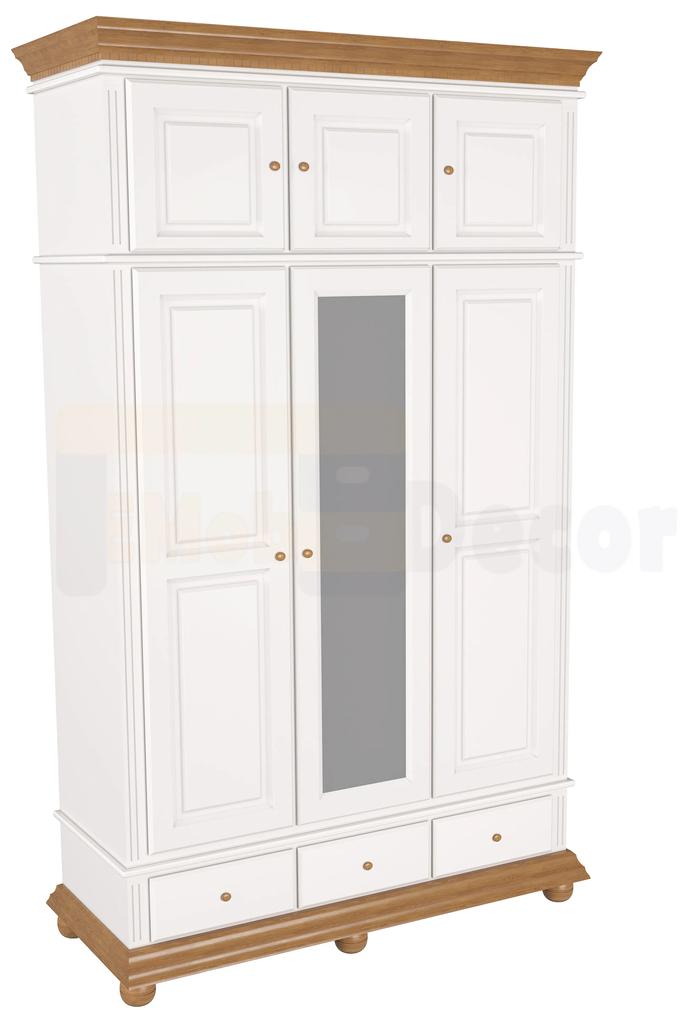 Dulap inalt Luxus lemn masiv 3 usi, alb/natur 153 × 58 × 240 cm