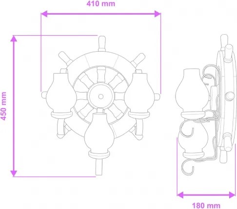 Aplică Brilagi TIMONA 3xE14/40W/230V fag