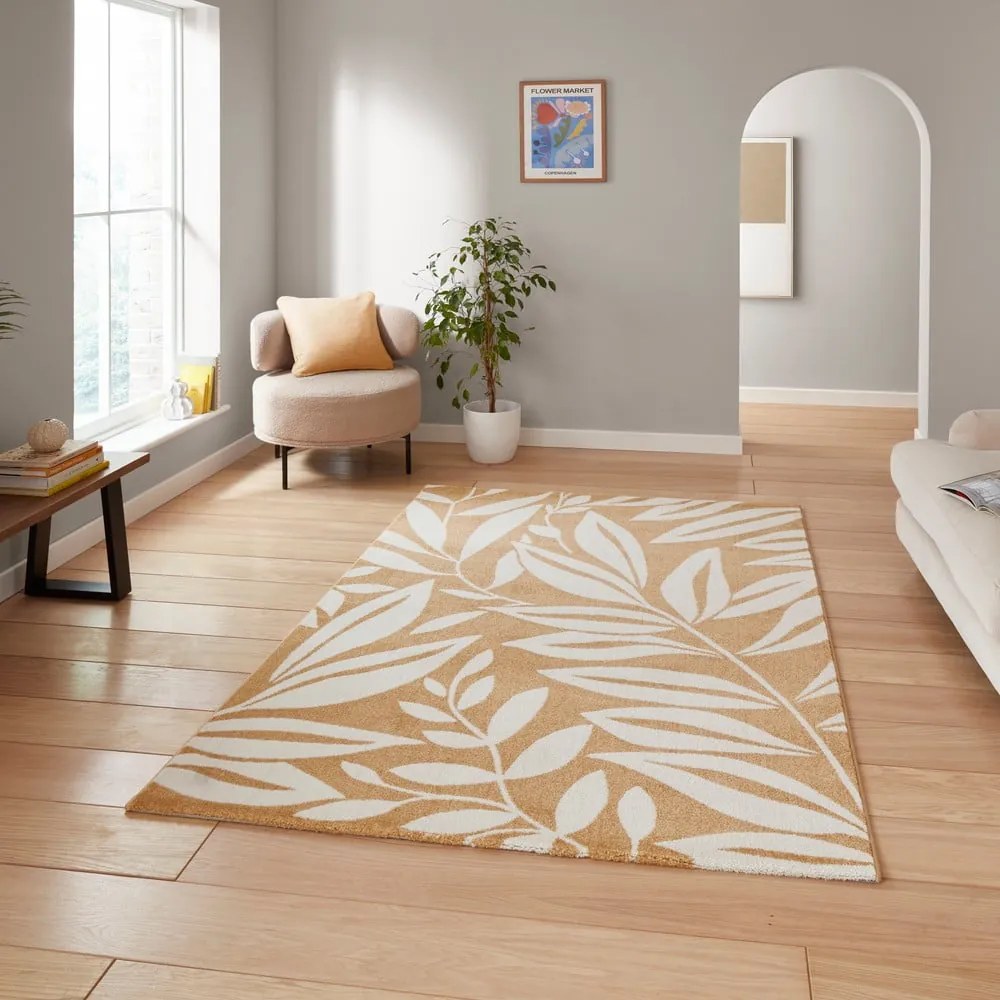 Covor galben ocru 80x150 cm Sorral Leaves – Catherine Lansfield