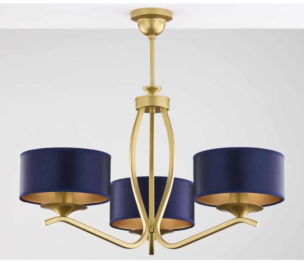 Jupiter 2113 - Lustră pe tijă KASZMIR 3xE27/15W/230V albastru/auriu