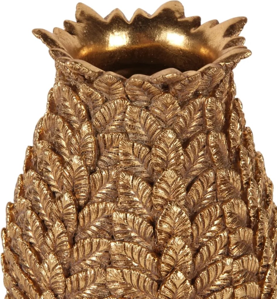 Vază din polirășină, auriu, model frunză, 21 x 15 cm, „Feuille”
