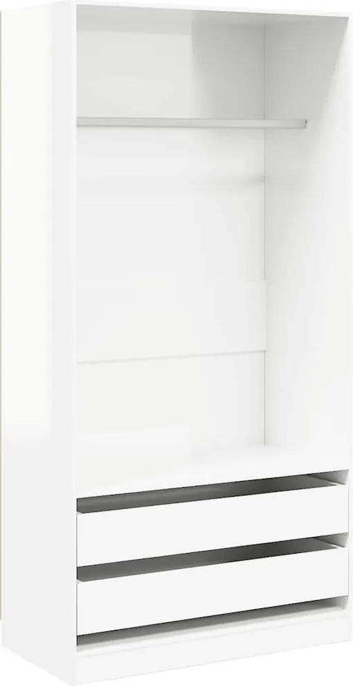 vidaXL Șifonier, alb extralucios, 100x50x200 cm, lemn prelucrat