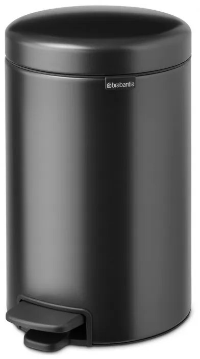 Cos de gunoi cu pedala Brabantia NewIcon 1008842, 12 L, Inchidere lina, Baza antiderapanta, Gri inchis