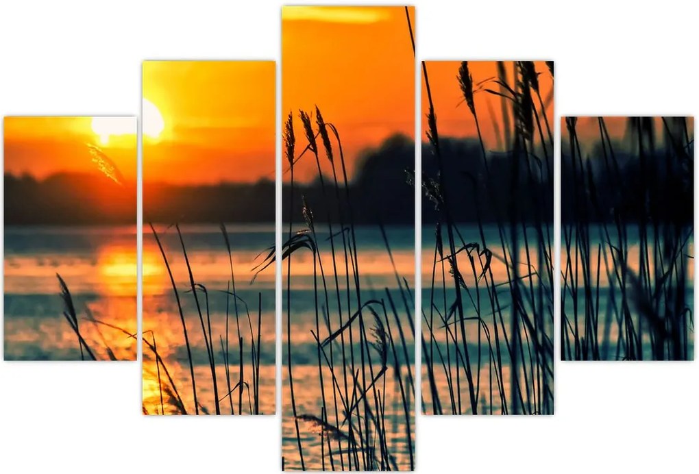 Tablou - Apus de soare la lac (150x105 cm)