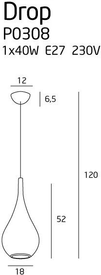 Pendul design modern scandinav 18cm DROP auriu lucios P0308 MX