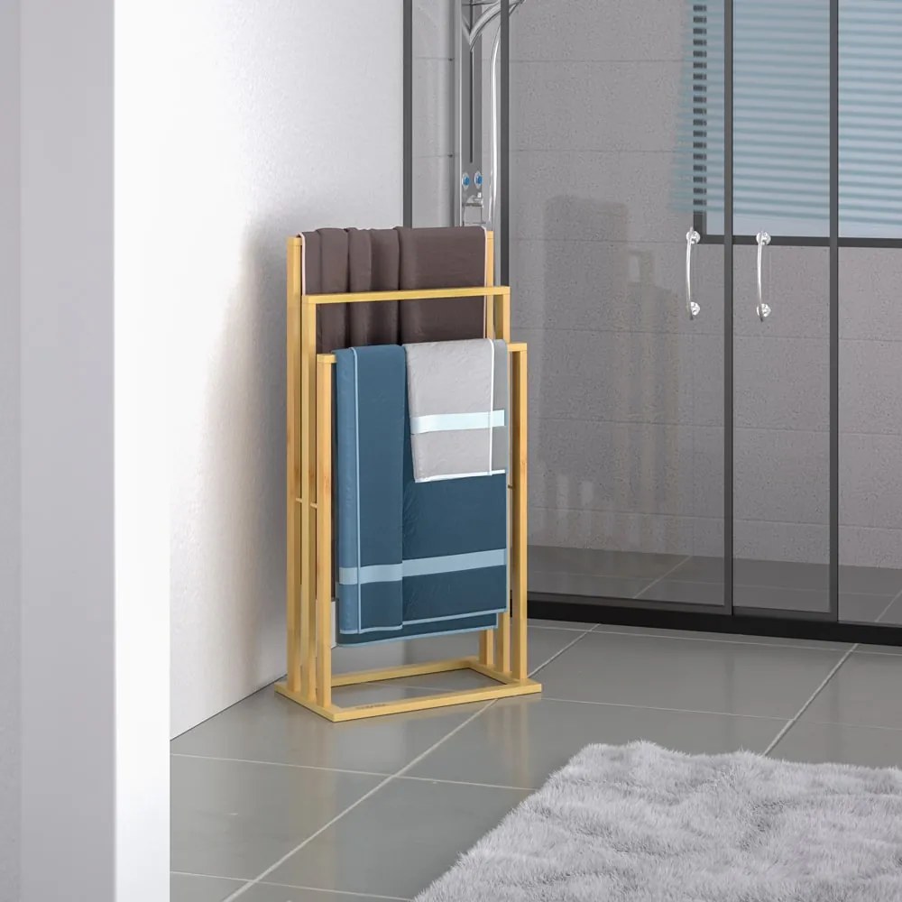 Deuba Suport pentru prosoape din bambus 40x24x82 cm