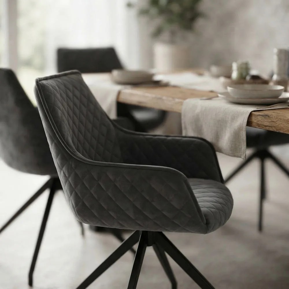 Scaun rotativ pentru living din catifea BUC 0223 gri