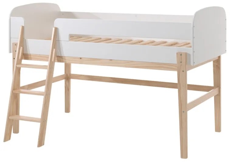 Pat Supraetajat Kiddy (Mid Sleeper) 90x200 cm, pentru Camera Copii, Alb – Vipack