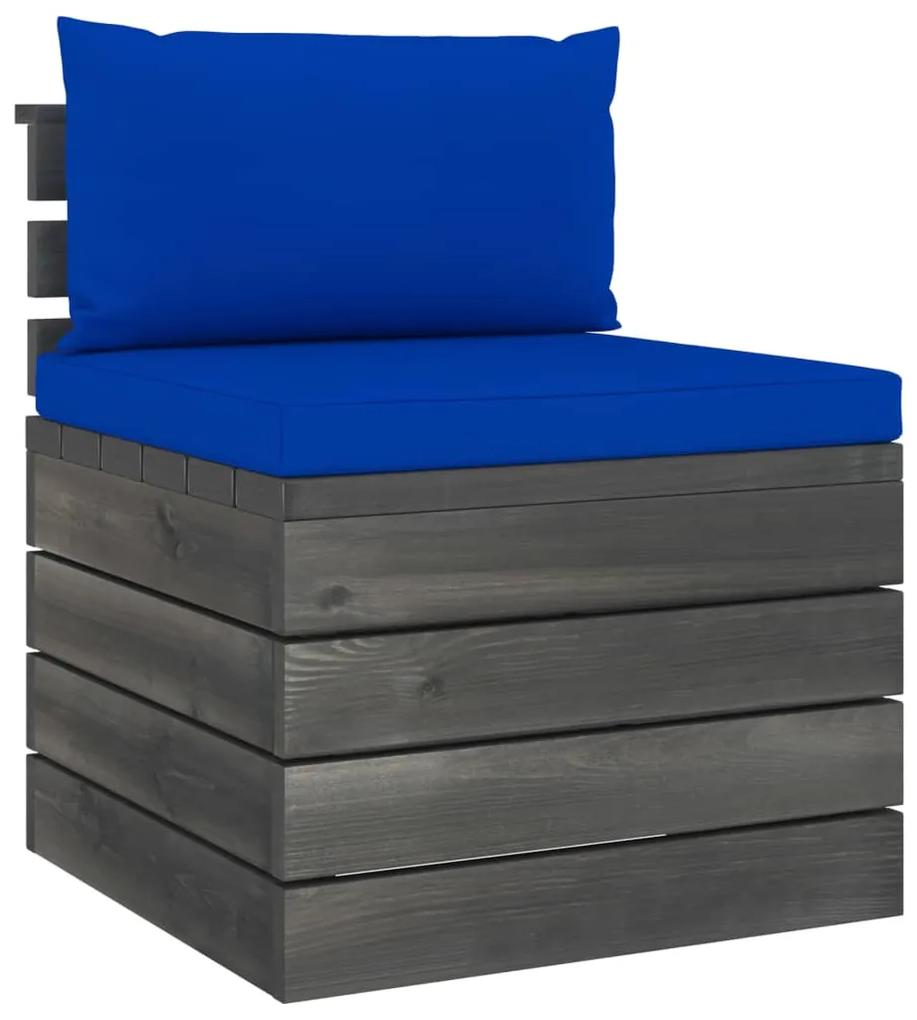 Set mobilier gradina din paleti, 9 piese, cu perne, lemn de pin Albastru, 9