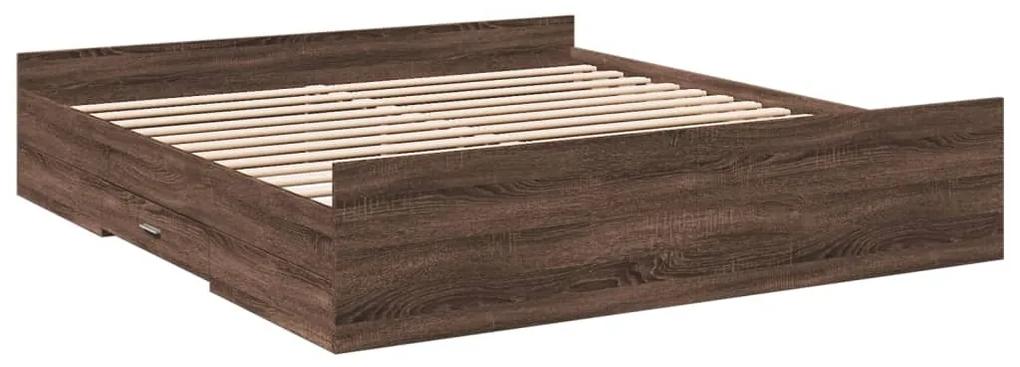 3280271 vidaXL Cadru de pat cu sertare stejar maro 200x200 cm lemn prelucrat