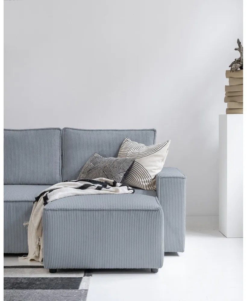 Colțar gri deschis extensibil cu tapițerie din catifea reiată (cu colț variabil) Brave Dave – Miuform