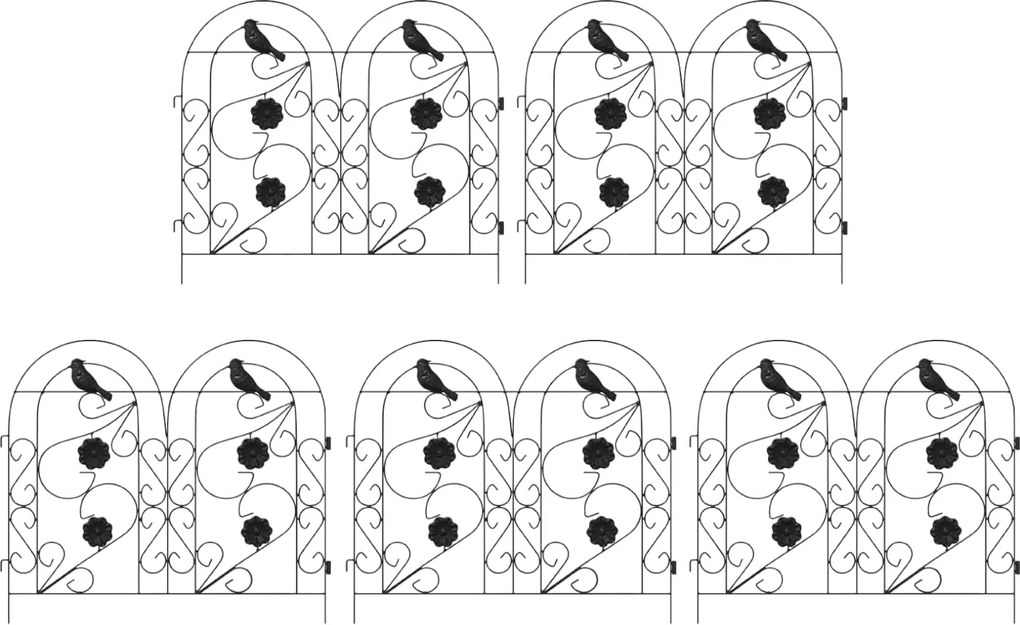 vidaXL Gard de Grădină Spalier Negru 308,5 x 54,5 x 0,3 cm