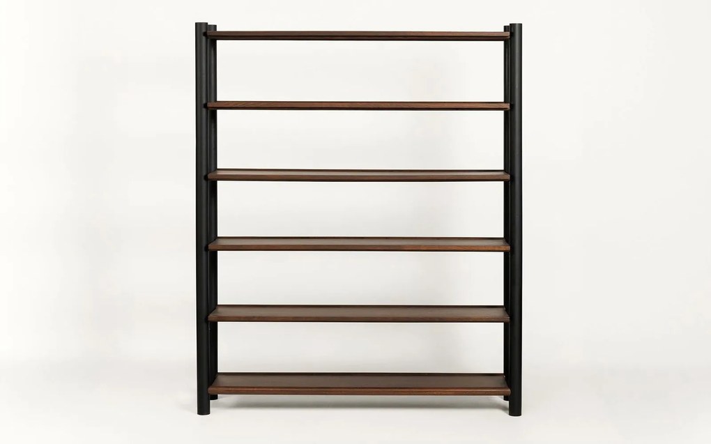 Bibliotecă lemn masiv Steekla, 152 × 39 × 183 cm - Nuc