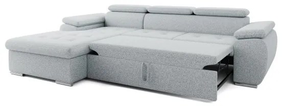 Colțar extensibil PADUA în L, gri, cu spațiu de depozitare, pe stânga