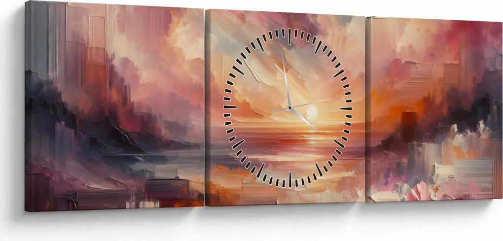 Tablou - Răsărit pictat (cu ceas) (90x30 cm)
