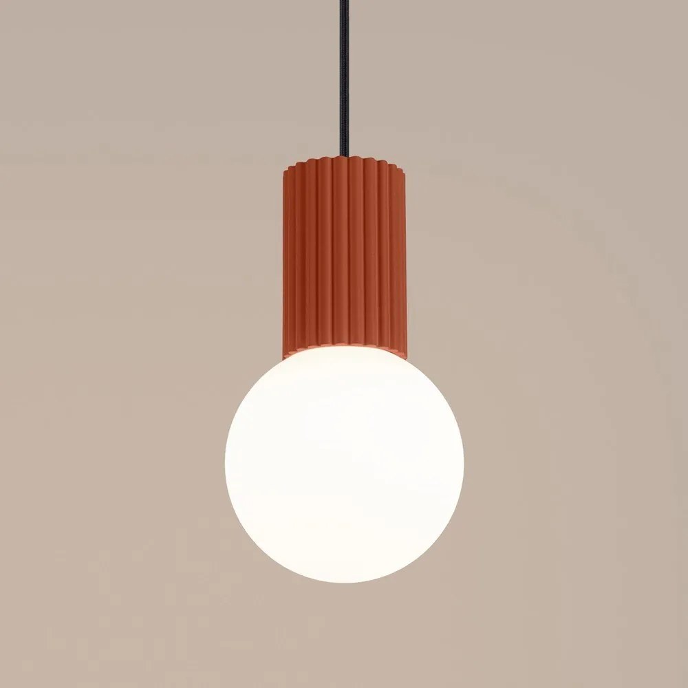 Lustră portocalie cu abajur din sticlă ø 12 cm Orbital – Sollux