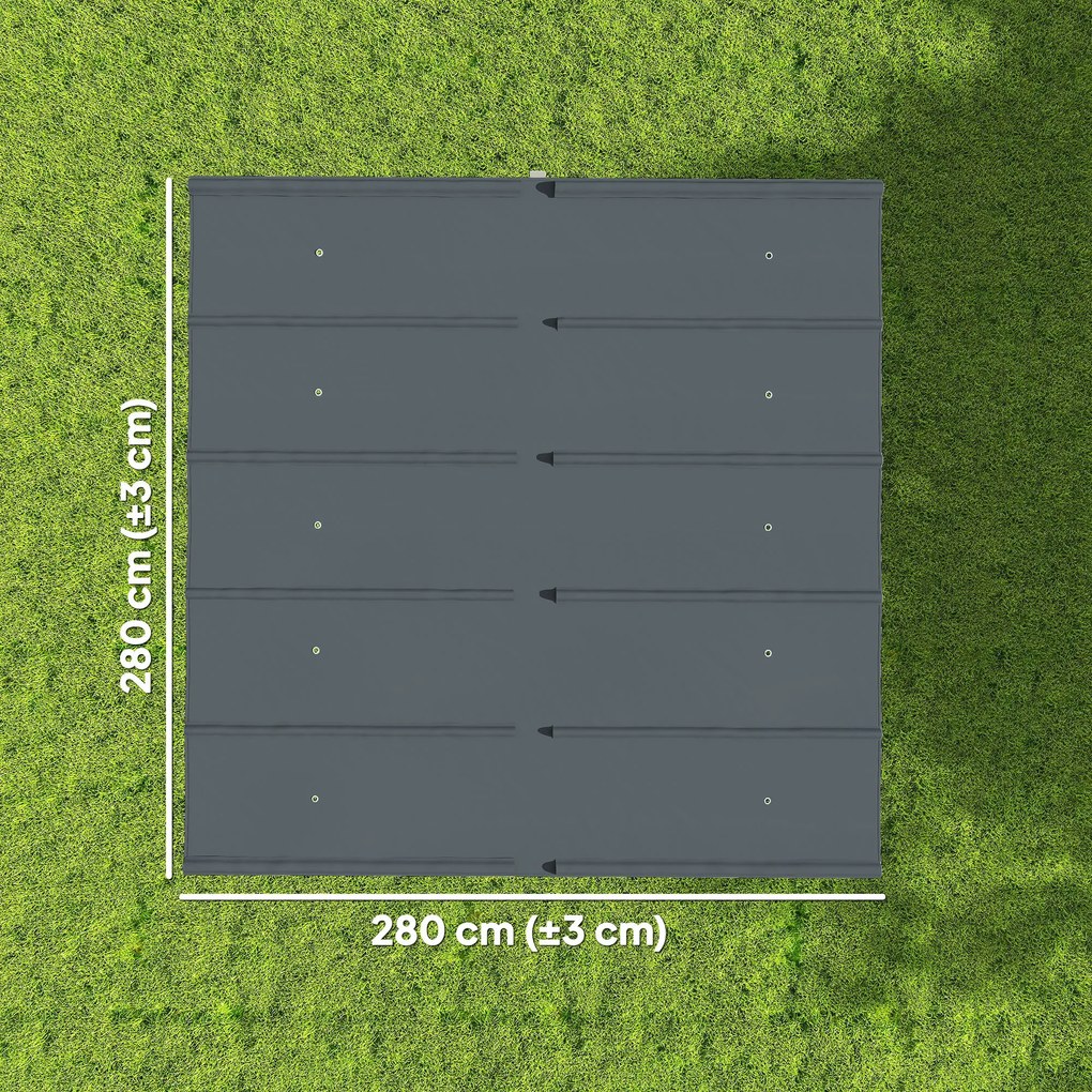 Outsunny Pânză de acoperiș pentru pergolă Prelată pentru pergolă retractabilă 300 x 300 cm, Poliester 180 g/m², Anti-UV 30+, Gri închis | Aosom Romania