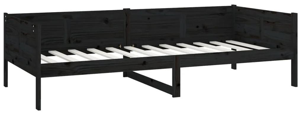 Pat de zi, negru, 90x190 cm, lemn masiv de pin Negru, 90 x 190 cm