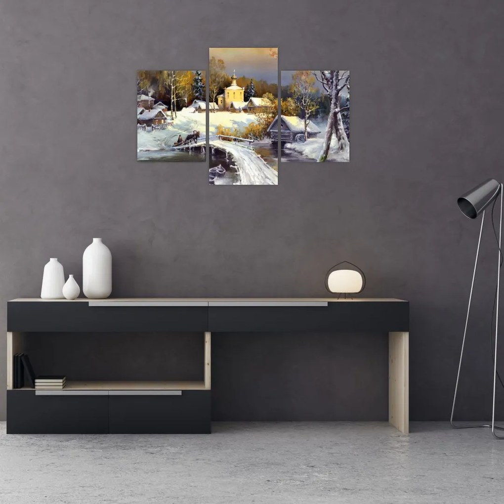 Tablou - Orășel iarna (90x60 cm)