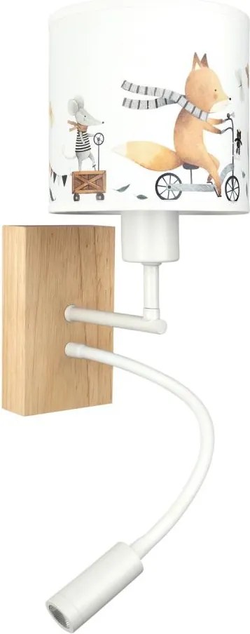 Brilagi - LED Flex. lampă BOBO WOOD 1xE27/25W/230V + LED/3W stejar/alb/cu animale